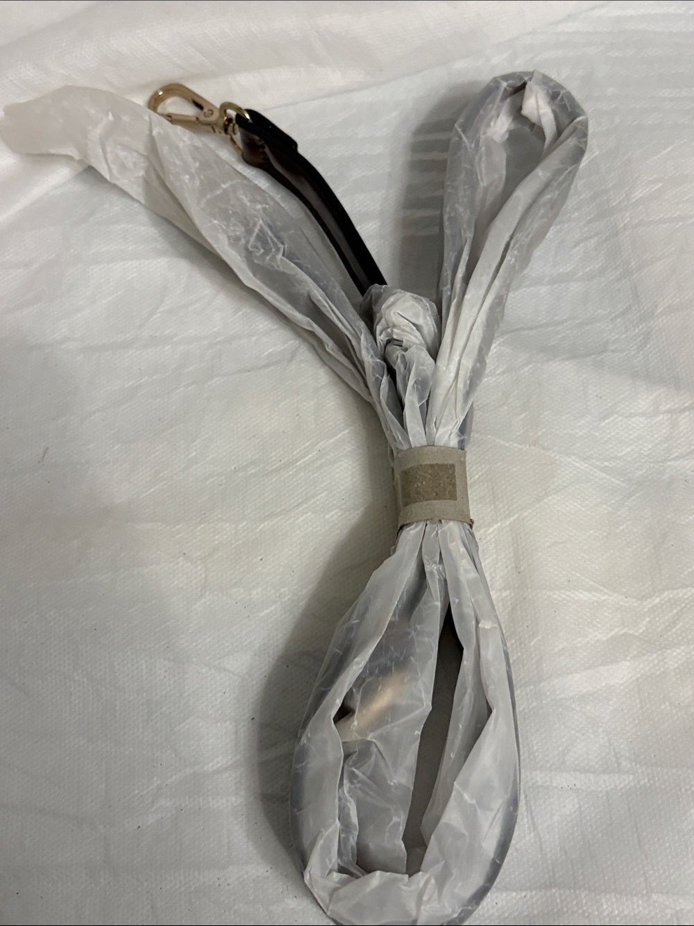 Metallic Bronze Bag Strap with Gold Hardware